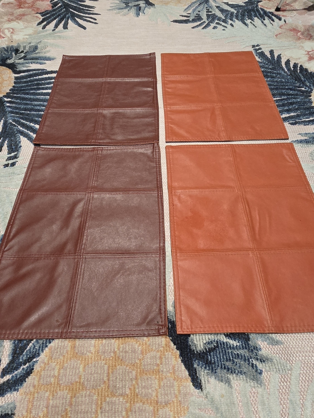 Vintage Peir 1 Faux Leather Reversible Placemats In Fall Colors